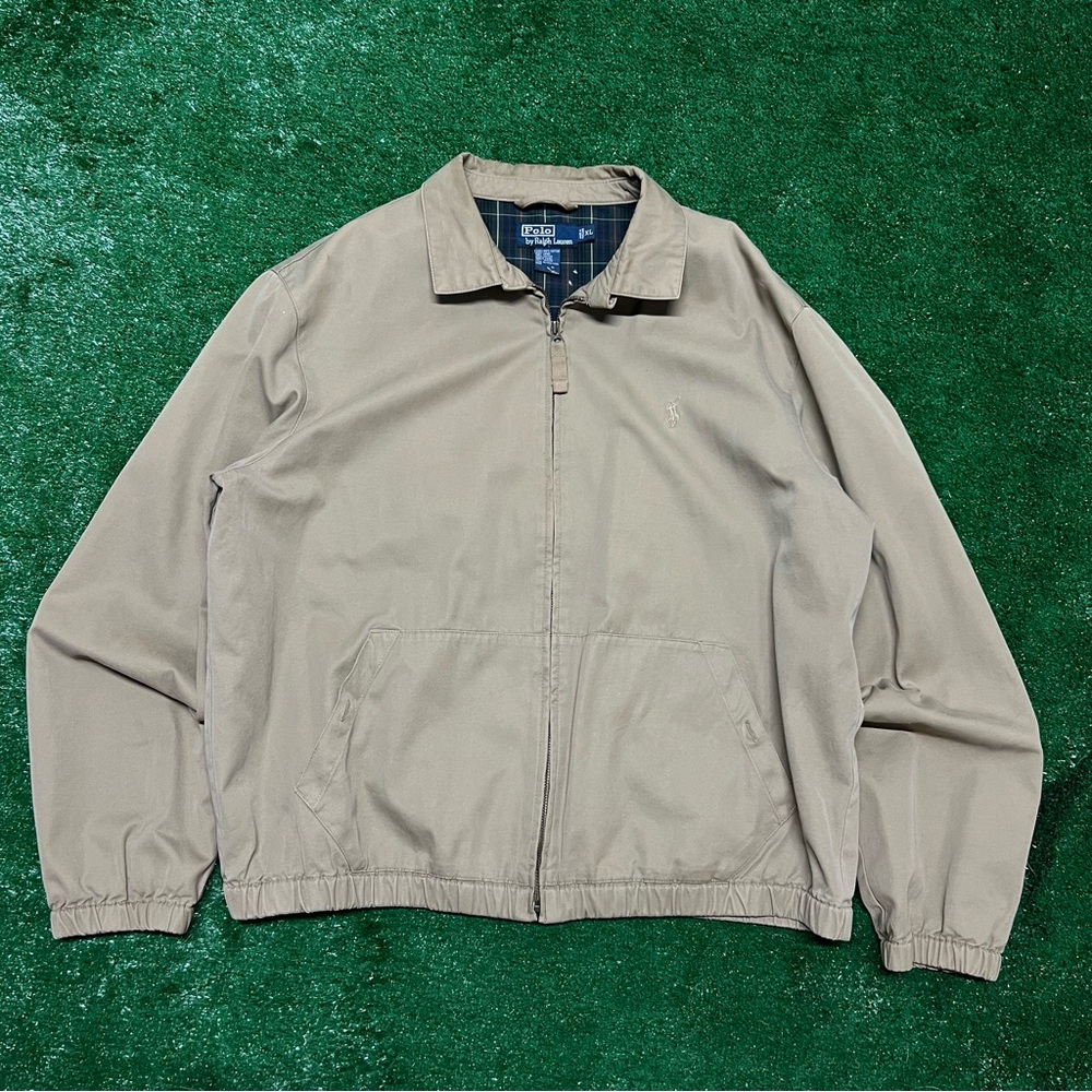 Polo Ralph Lauren Men’s Bi Swing Harrington Jacket XL Beige Blue Plaid Lining